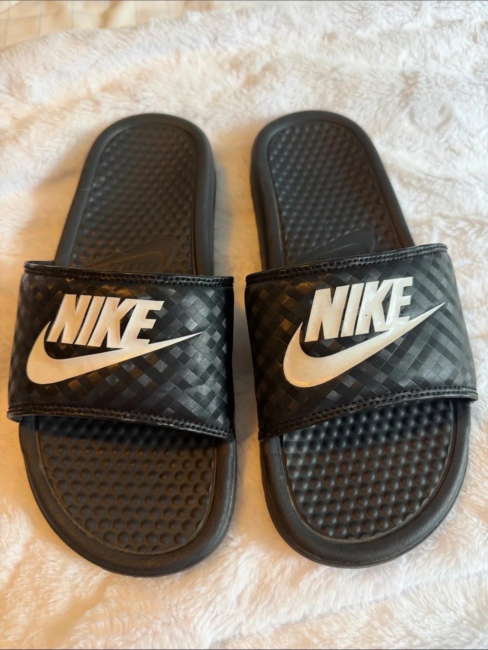 Nike Black Slide Sandals with White Logo